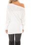 White Irregular Off Shoulder Round Neck Long Sleeve T-Shirt