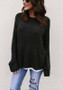 Black Plain Round Neck Long Sleeve Fashion T-Shirt