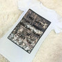 White Letter Sequin Cut Out Side Slit Round Neck Short Sleeve Casual T-Shirt