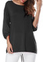 Black Drawstring Round Neck Long Sleeve Casual T-Shirt