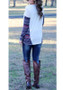 Multicolor Patchwork Geometric Print Round Neck Long Sleeve Casual T-Shirt
