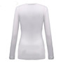 White Plain Ruffle Plunging Neckline Long Sleeve Fashion T-Shirt