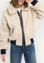 Beige Pockets Turndown Collar V-neck Long Sleeve Cardigan Coat
