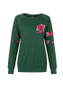 Green Floral Print Round Neck Long Sleeve Casual T-Shirt
