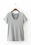Grey Plain Cut Out Round Neck Short Sleeve Casual Oversized T-Shirt