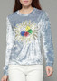 Light Grey Floral Print Round Neck Long Sleeve T-Shirt