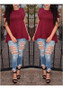 Burgundy Plain Irregular Hollow-out Tie Back Draped Lace-up T-Shirt