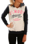 Pink Monogram Print Pockets Hooded Long Sleeve Casual Pullover Sweatshirt