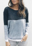 Gery-Black Patchwork Cut Out Backless Round Neck Long Sleeve Casual T-Shirt