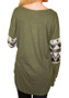 Green Sequin Patchwork Round Neck Long Sleeve Fashion T-Shirt