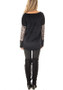 Black Patchwork Leopard Sequin Pockets Round Neck Long Sleeve Fashion T-Shirt