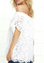 White Patchwork Lace Off Shoulder Boat Neck Fashion Cute Blouse