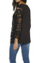 Black Floral Cut Out Irregular Long Sleeve Fashion T-Shirt
