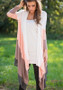 Khaki Color Block Print Irregular Long Sleeve Casual Coat