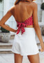 Red Striped Bow Irregular Off Shoulder Backless Casual Blouse