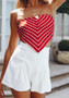 Red Striped Bow Irregular Off Shoulder Backless Casual Blouse