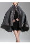 Grey Patchwork Faux Fur Oversize Fur Collar Fashion Cape Coat