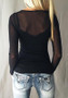 Black Patchwork Grenadine Round Neck Long Sleeve Fashion T-Shirt