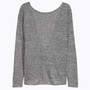 Grey Plain Irregular Round Neck Fashion Polyester Pullover Sweater