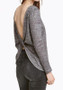 Grey Plain Irregular Round Neck Fashion Polyester Pullover Sweater