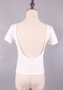White Backless Round Neck Comfy Short Sleeve Slim Casual T-Shirt