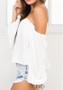 White Draped Chiffon Off Shoulder Backless Sweet Cute Blouse