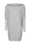 Grey Irregular Dolman Sleeve Round Neck Long Sleeve Casual T-Shirt