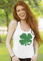 White Four Leaf Clover Print Heart Shamrock St. Patrick's Day Casual Vest