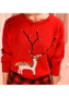 Red Deer Print Sequin Round Neck Christmas Long Sleeve Pullover Sweater