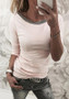 Pink Patchwork Print Round Neck Casual Cotton T-Shirt