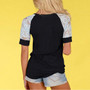 Black Patchwork Lace Round Neck Short Sleeve Fashion T-Shirt