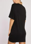 Black Monogram Pattern Round Neck Streetwear Cotton Blend T-Shirt