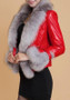 Red Patchwork Faux Fur Long Sleeve Jacket Coat