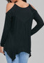 Black Patchwork Irregular Long Sleeve Casual T-Shirt