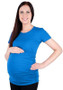 Blue Pleated Short Sleeve Maternity and Lactant Women Casual T-Shirt