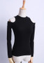 Black Plain Cut Out Long Sleeve T-Shirt