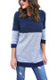 Blue Striped Print Round Neck Long Sleeve Fashion T-Shirt