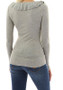 Grey Ruffle V-neck Long Sleeve Fashion T-Shirt