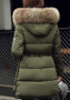 Army Green Pockets Zipper Faux Fur Hooded Long Sleeve Fashion Padded Coats