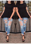 Black Plain Irregular Hollow-out Tie Back Draped Lace-up T-Shirt