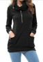 Black Pockets Studded High Neck Long Sleeve Casual T-Shirt