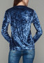 Blue Floral Print Round Neck Long Sleeve T-Shirt