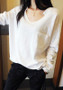 White Pockets V-neck Casual Office Worker/Daily T-Shirt