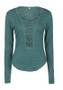 Green Cut Out Lace Long Sleeve Casual T-Shirt