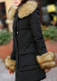 Black Pockets Fur Zipper Hooded Long Sleeve Fashion Outerwear