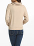 Casual Diagonal Buttons Cowl Neck Cotton Plain Sweatshirt