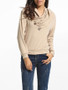 Casual Diagonal Buttons Cowl Neck Cotton Plain Sweatshirt