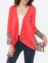 Casual Asymmetrical Hems Collarless Cotton Tribal Printed Overcoat
