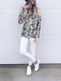 New Camouflage Print Cut Out Long Sleeve Round Neck Casual T-Shirt