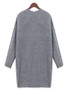 New Grey Irregular Slit V-neck Long Sleeve Casual Pullover Sweater